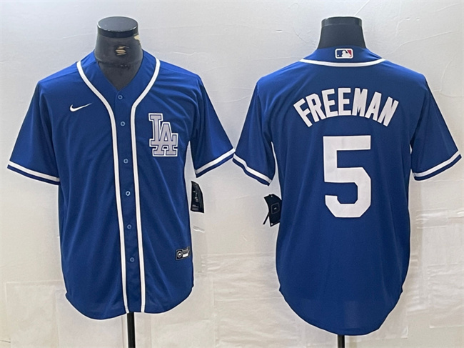 Los Angeles Dodgers #5 Freddie Freeman Blue Cool Base Stitched Jersey - Click Image to Close